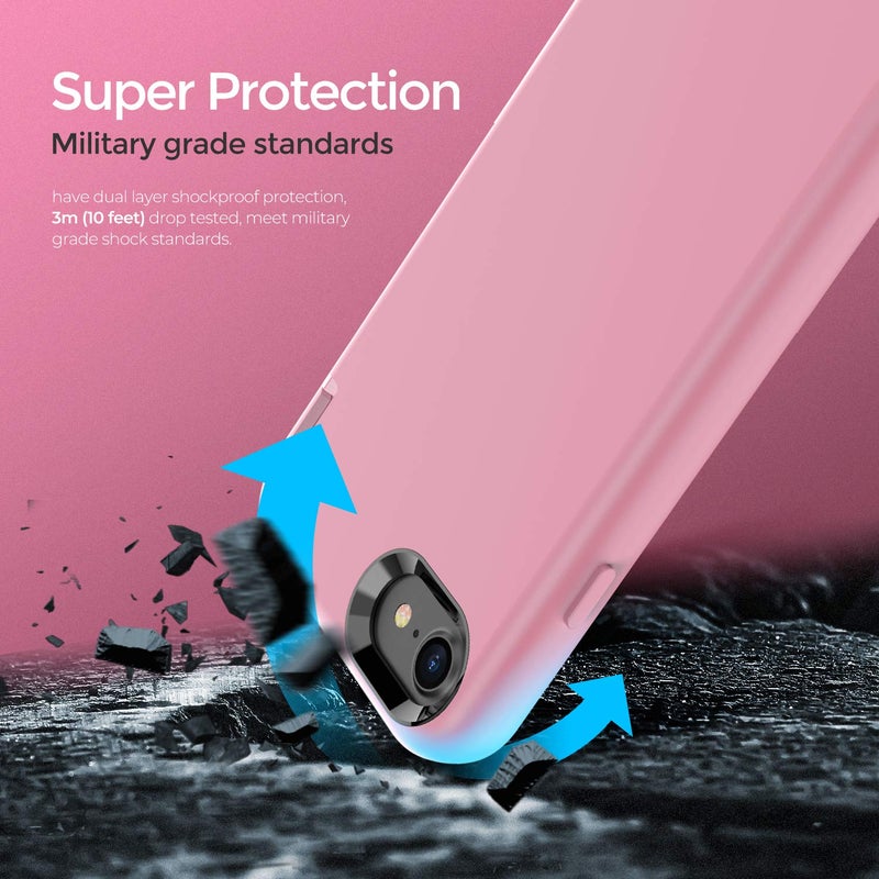 ORIbox for iPhone SE Case 2022/2020 for iPhone 8/7 Case Pink, [10 FT Military Grade Drop Protection],Silicone Heavy Duty Shockproof Anti-Fall Case for iPhone SE 3/2 & iPhone 8/7,5.5 inch, Pink - Image 5